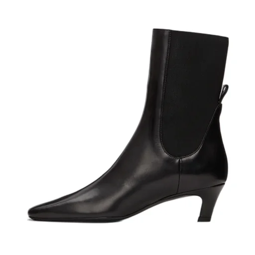Mid-Heel Square-Toe Ankle Boots