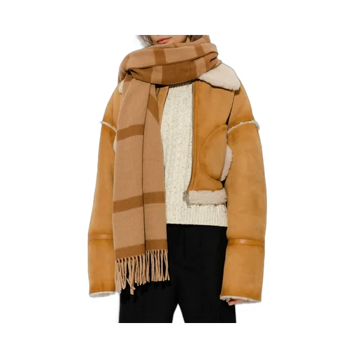 Monogram-Intarsia Fringed-Edge Scarf