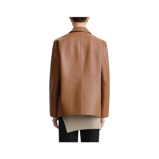 Notched-Lapels Leather Jacket