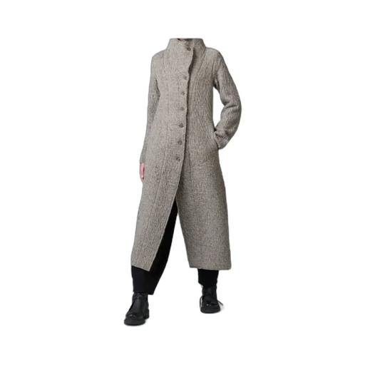 Funnel-Neck Button Coat