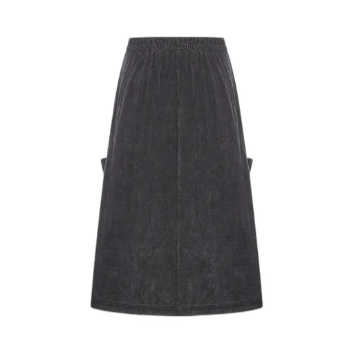 Button-Fly Midi Skirt