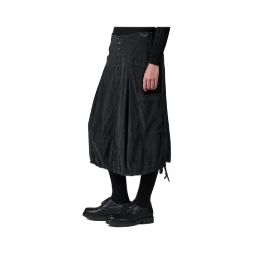 Button-Fly Midi Skirt