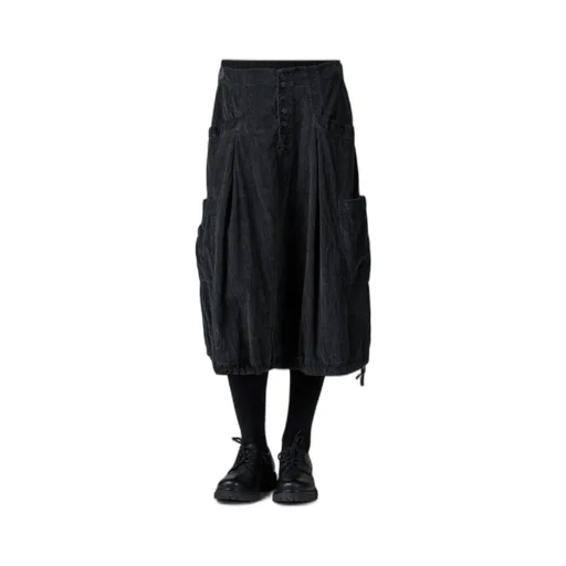 Button-Fly Midi Skirt