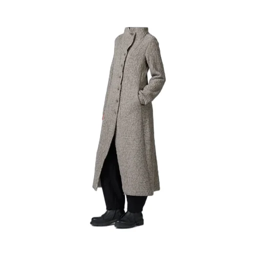 Funnel-Neck Button Coat
