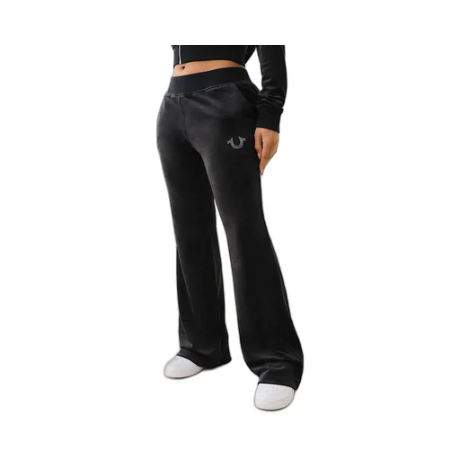 Velour Crystal Horseshoe Straight Leg Pant