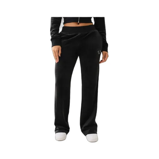 Velour Crystal Horseshoe Straight Leg Pant