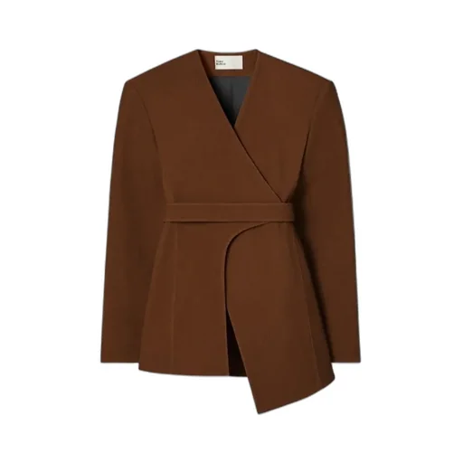 Asymmetrical Pique Wrap Jacket