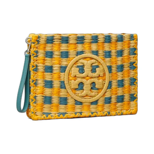 Ella Woven-Check Clutch Bag