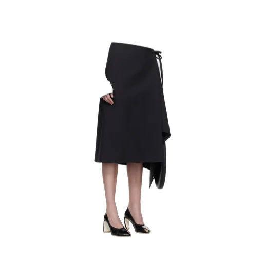 Wrap-Effect Midi Skirt