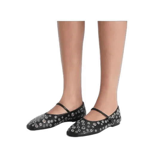 Eyelet Mary Jane Ballet Flats