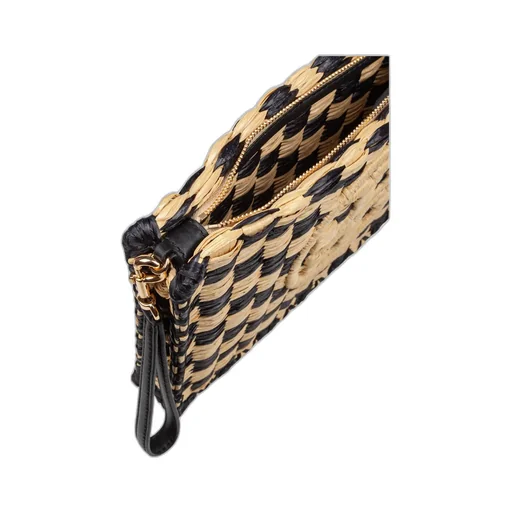 Logo Embroidered Checked Clutch Bag