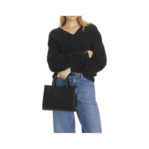 T Monogram Embossed Tote Bag