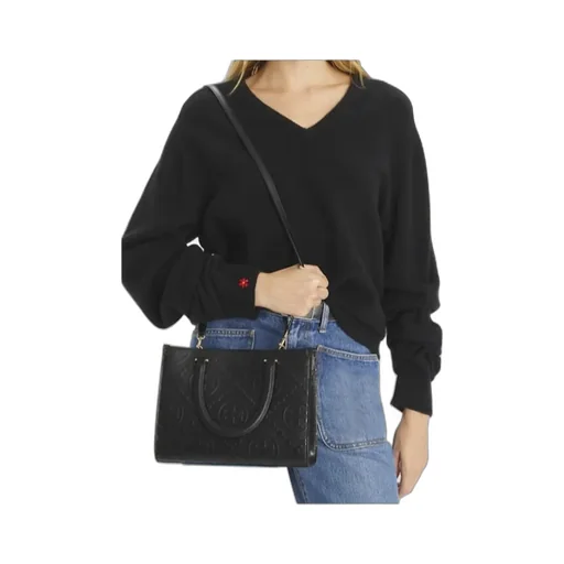 T Monogram Embossed Tote Bag