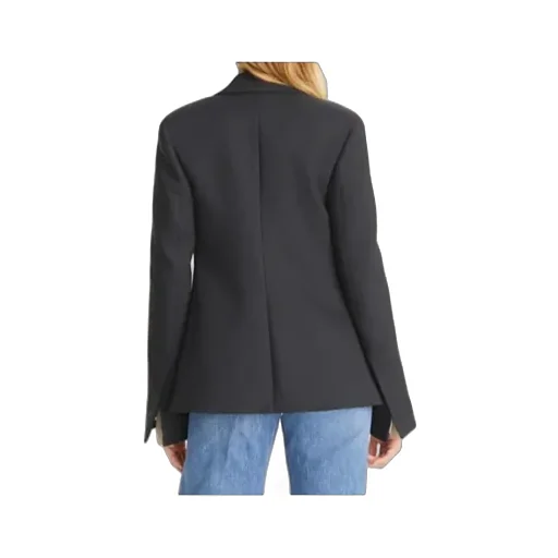 Single-Breasted Textured Crepe Blazer