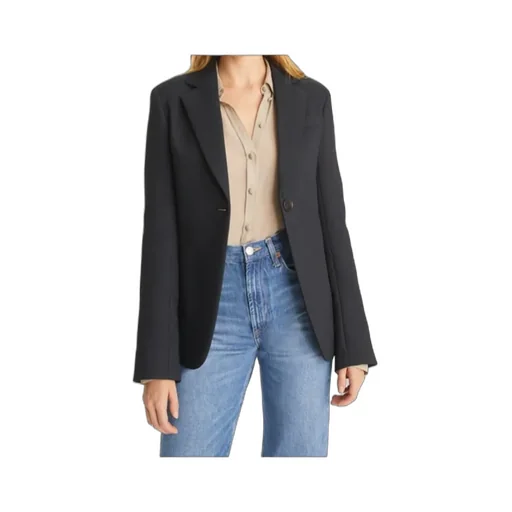 Single-Breasted Textured Crepe Blazer