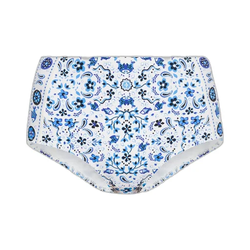 Graphic-Print High-Waisted Bikini Bottoms