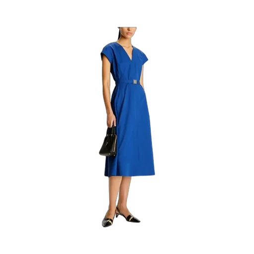 Belted V-Neck Midi Dress