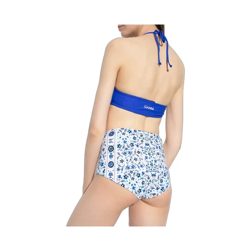 Graphic-Print High-Waisted Bikini Bottoms