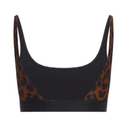 Leopard Printed Logo Waistband Bra