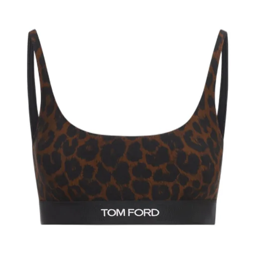 Leopard Printed Logo Waistband Bra