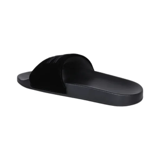 Logo Embroidered Open-Toe Velvet Slides