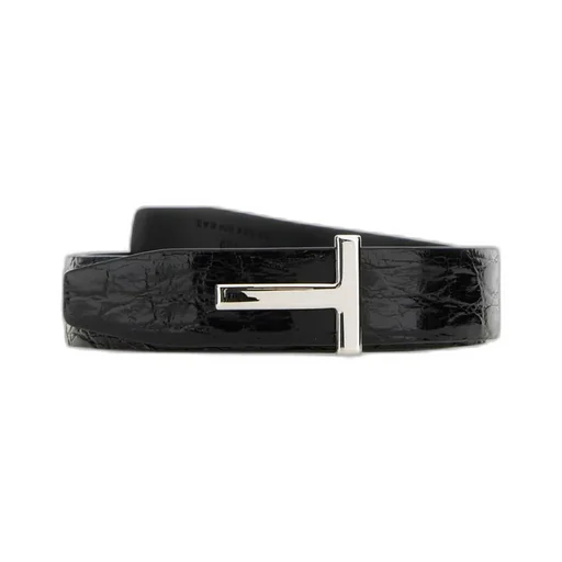 T Logo Embossed Buckle Belt
