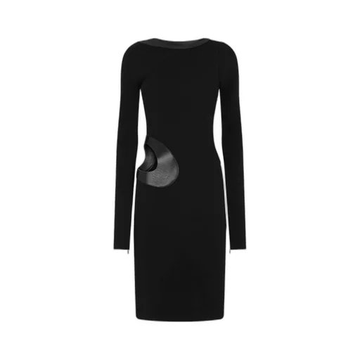 Cut-Out Detailed Crewneck Mini Dress