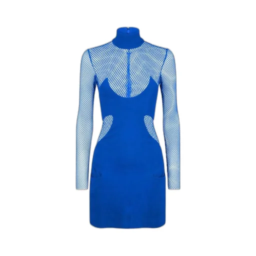 High Neck Mesh Mini Dress