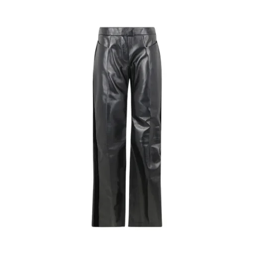 Pressed Crease Flared Leather Pants