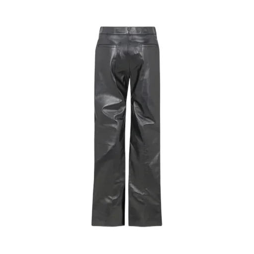 Pressed Crease Flared Leather Pants