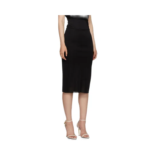 High-Waisted Stretched Midi Skirt