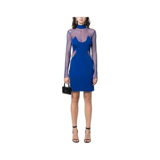 High Neck Mesh Mini Dress