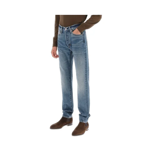 Button Zipper Denim Trousers
