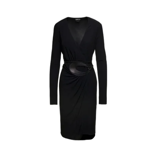 V-Neck Belted Wrap Dress