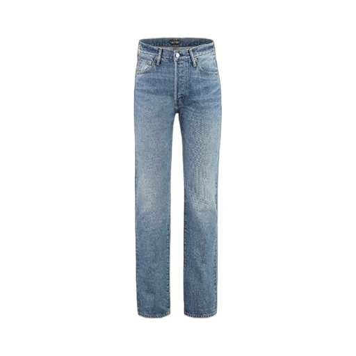 Button Zipper Denim Trousers