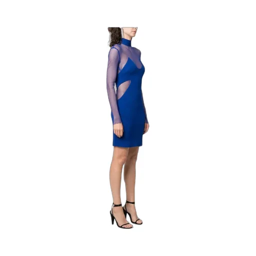 High Neck Mesh Mini Dress
