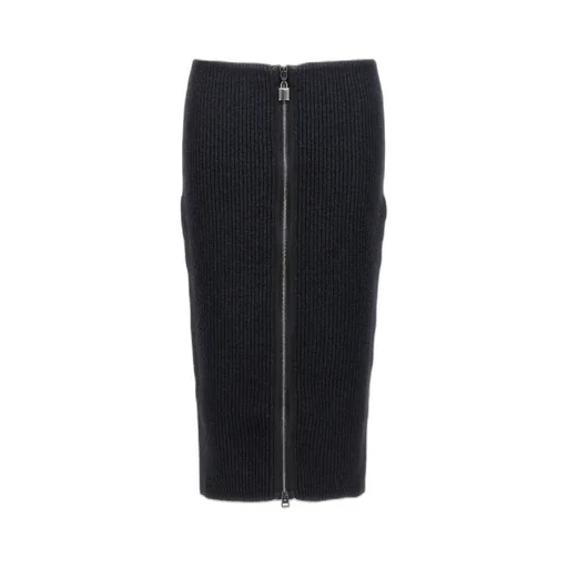 High-Waisted Ribbed Knit Midi Skirt