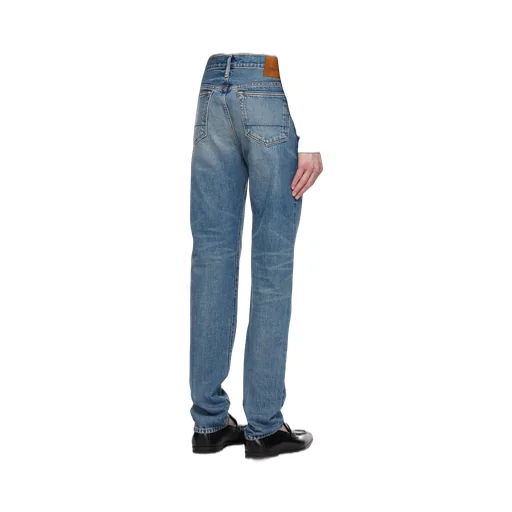 Button Zipper Denim Trousers