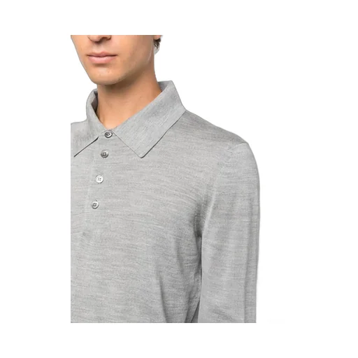 Long-Sleeved Knitted Polo Shirt