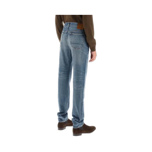 Button Zipper Denim Trousers