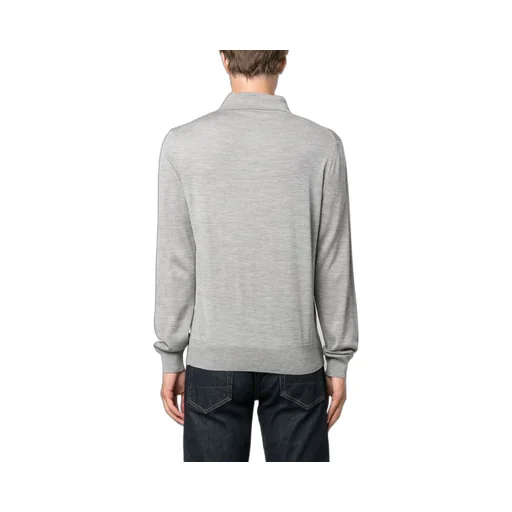 Long-Sleeved Knitted Polo Shirt