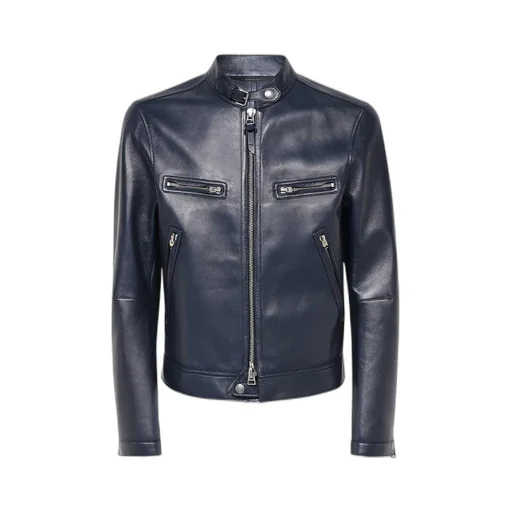 Long-Sleeved Leather Jacket