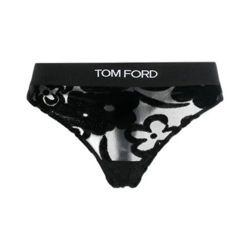 Floral-Print Logo-Waist Thong