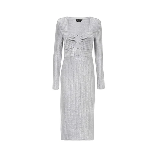 Cut-Out Detailing Ribbed-Knit Dress