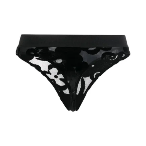 Floral-Print Logo-Waist Thong