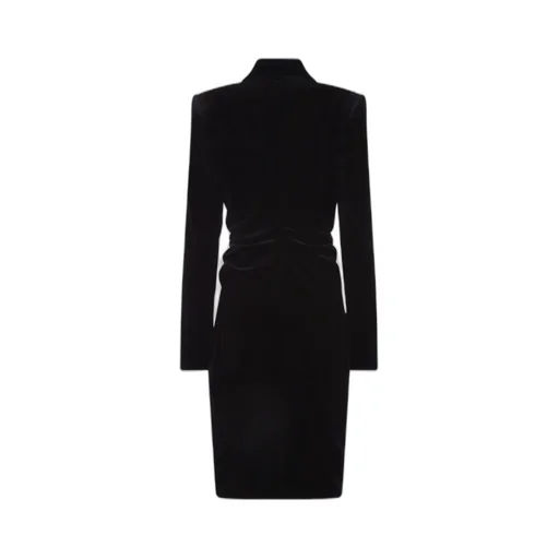 Plunging V-Neck Velvet Midi Dress