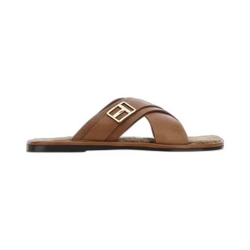 Logo Plaque Crossover Strap Sandals