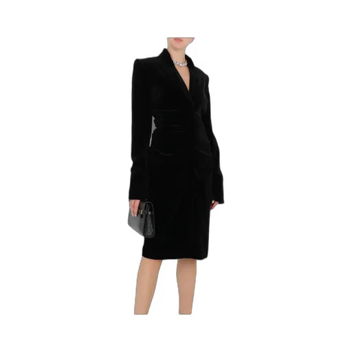 Plunging V-Neck Velvet Midi Dress