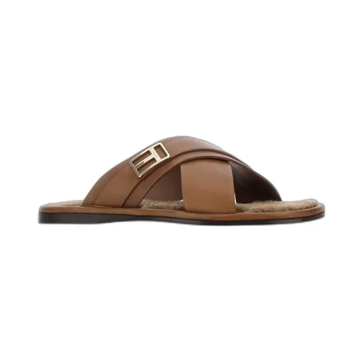 Logo Plaque Crossover Strap Sandals