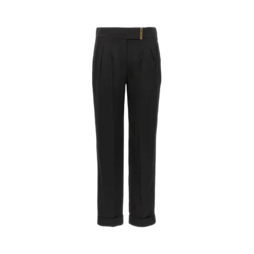 Metal Bar Detailed Straight-Leg Pants